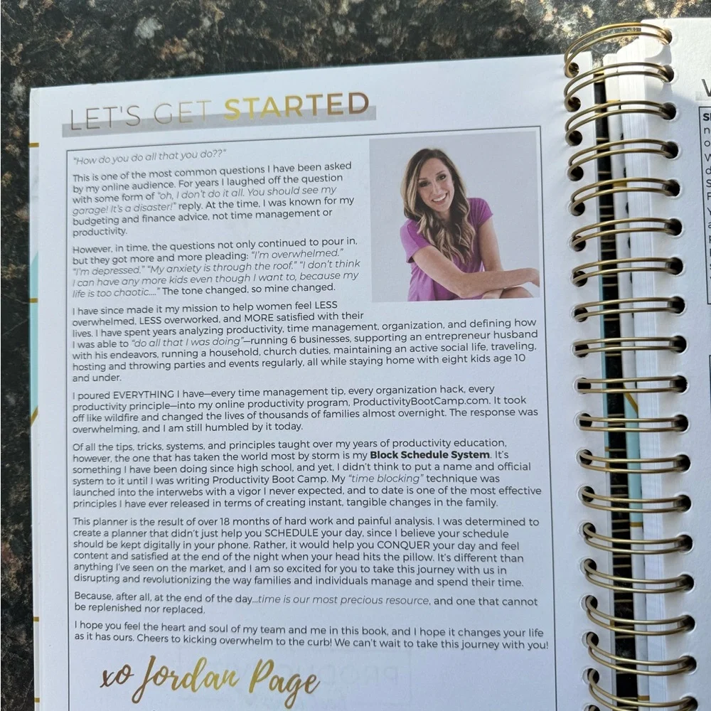 Geometric Productivity Planner with Gold Accents